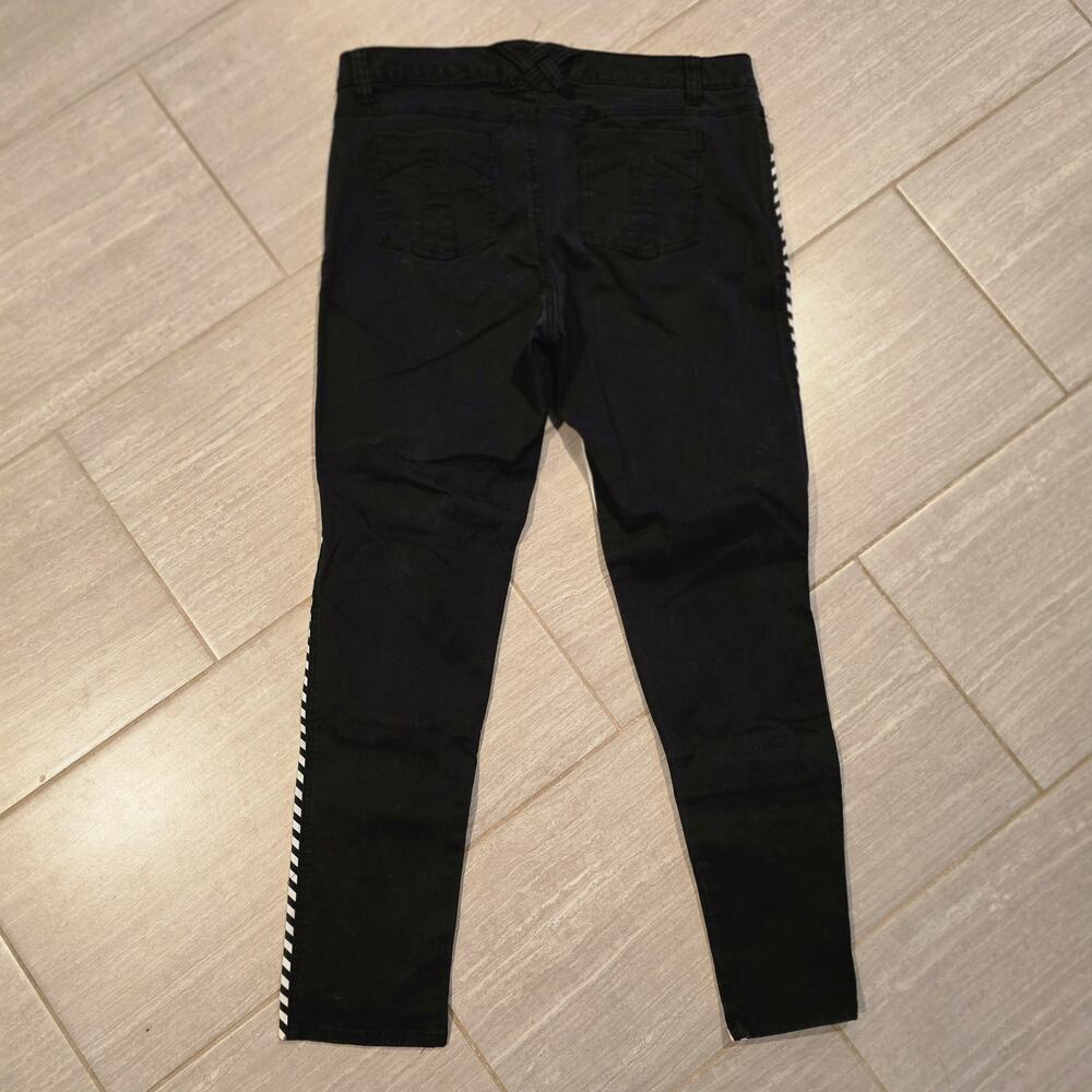 Tripp Striped Skinny Jeans Women's Rave Goth Punk Geometric Black White Size 18 - Picture 6 of 6